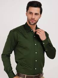 Premium Cotton Regular Fit Olive Green Men Shirt – Kollarz & Kreazez