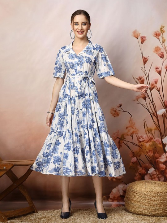 Buy Stylum Floral Print Fit & Flare Maxi Dress